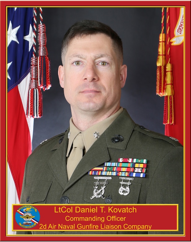 Command Board Photo of Lt. Col. Daniel T. Kovatch, the Commanding Officer of 2d Air Naval Gunfire Liaison Company.