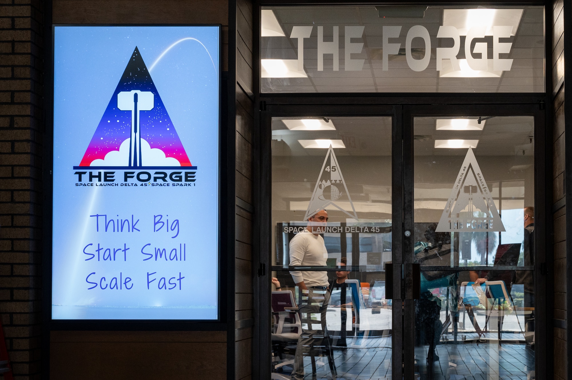 A weekly meeting is held at The Forge at Patrick Space Force Base, Florida, April 16, 2024. These meetings were used to discuss ongoing projects. (U.S. Space Force photo by Airman 1st Class Collin Wesson)