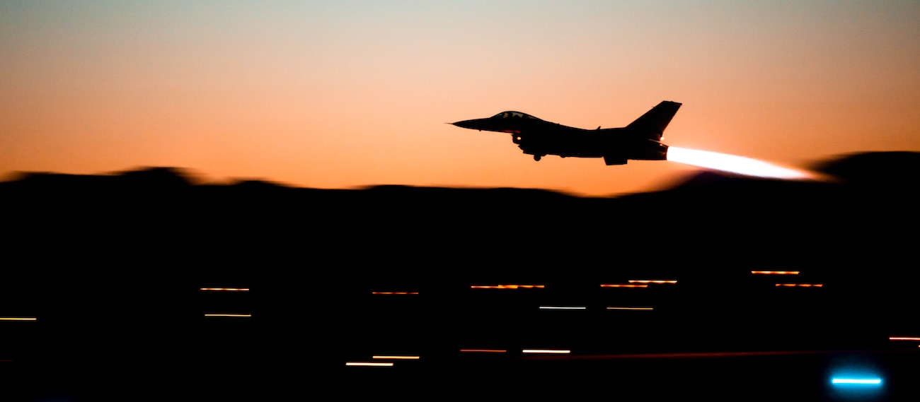 An F-16 Fighting Falcon assigned to the 309th Fighter Squadron takes off, May 24, 2023, at Luke Air Force Base, Arizona.
