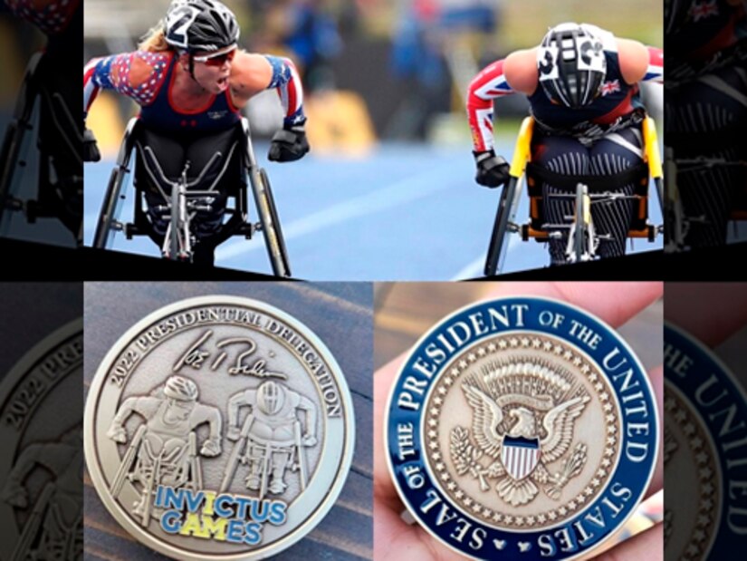 The shining moment crossing the finish line in Sydney was captured on the President’s coin at the Invictus Games in the Hague in 2022.