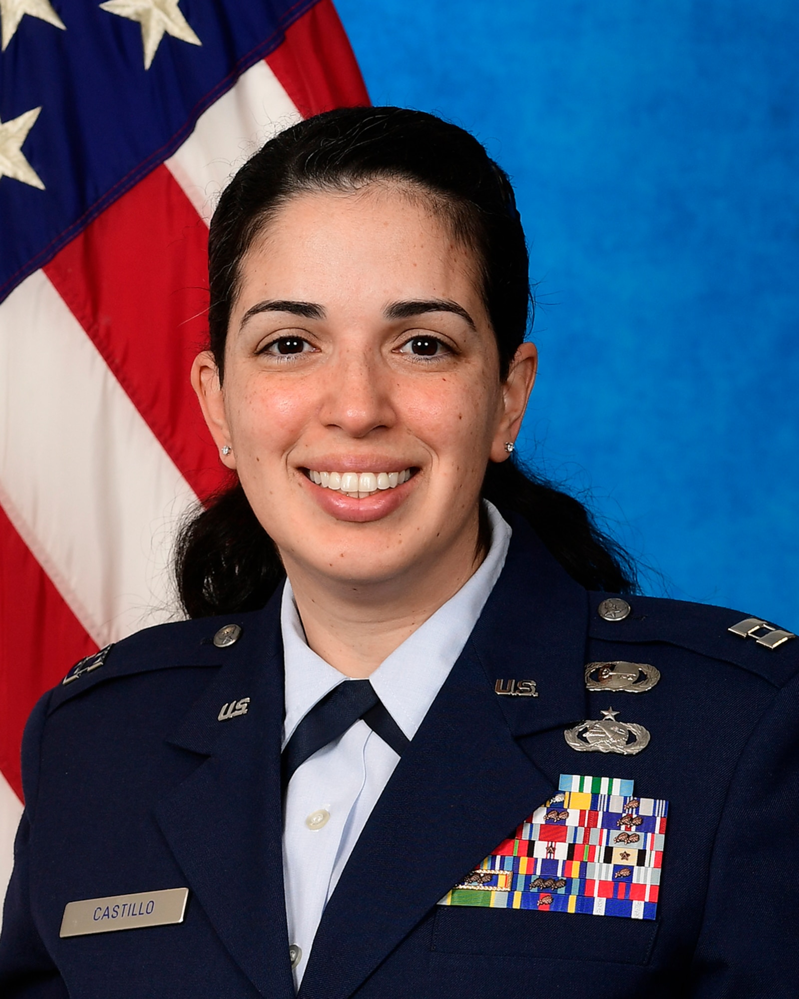 Official Photo of Capt. Frances Castillo. Assigned to the Air Force District of Washington, Castillo was selected as the Air Force-level 2024 Brigadier General Wilma Vaught Visionary Leadership Award recipient.