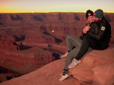 Michael and Kylee Stephens in Colorado the night she said yes in 2020.