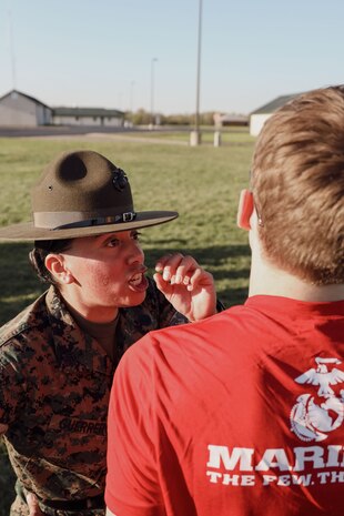 U.S. Marines and Poolees with Recruiting Station Kansas City execute the annual All Hands Pool Function at Camp Clark, Nevada, Missouri from April 12-14, 2024. Drill Instructors from Marine Corps Recruit Depot San Diego attended the AHPF to further prepare the poolees in the Delayed Entry Program from Nebraska, Iowa, Kansas, and Missouri for recruit training. (U.S. Marine Corps photo by Sgt. Alexis Moradian)