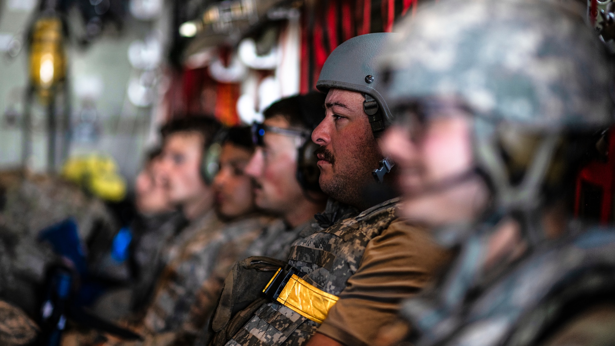 U.S. Air Force Airmen assigned to the 23rd Wing prepare to depart Avon Park Air Force Range, Florida, aboard an HC-130J Combat King II, April 10, 2024. As part of Exercise Ready Tiger 24-1, Airmen from various Air Force specialties assumed roles outside of their primary responsibility to support Agile Combat Employment at dispersed locations. During Ready Tiger 24-1, the 23rd Wing will be evaluated on the integration of Air Force Force Generation principles such as Agile Combat Employment, integrated combat turns, forward aerial refueling points, multi-capable Airmen, and combat search and rescue capabilities. (U.S. Air Force photo by Tech. Sgt. Devin Boyer)