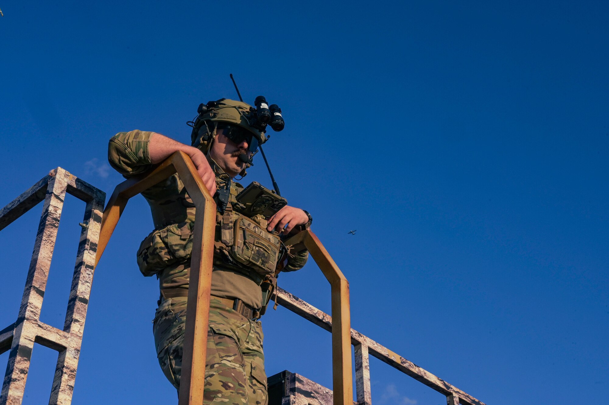 U.S. Air Force Tech. Sgt. Tyler Dugan, the 1st Special Operations Wing non-commissioned officer in charge of special missions planning, participates in Exercise Emerald Warrior Spiral at the Eglin Range, Florida, April 11, 2024.