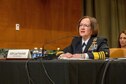 CNO Adm. Lisa Franchetti delivers testimony at the Senate Appropriations Committee's Subcommittee on Defense.