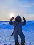 U.S. Army Sgt. Ashley Weatherwalks, B Troop 1-172nd Cavalry, 86th IBCT (MTN), Vermont National Guard, takes part of the Arctic team in Nunavut, Canada, March 13, 2024.