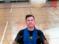 Sgt. Alex Robison during wheelchair rugby drills at Ft Belvoir.