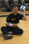 U.S. Army Maj. Jeremy Ditlevson competes in sitting volleyball at the 2024 Army Trials, Fort Liberty, North Carolina