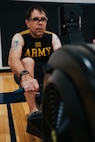 U.S. Army veteran Spc. Frank Matzke warms up prior to competing in the rowing event at the 2024 Army Trials, Fort Liberty, North Carolina