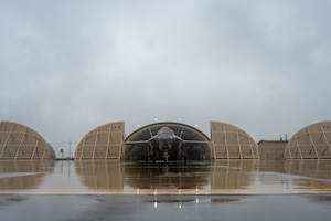 U.S. Marine Corps F-35B Lightning II assigned to the 121st Marine Fighter Attack Squadron completes initial checks before taking off