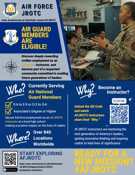Drill-status Air National Guard members are now eligible to apply as Air Force Junior ROTC instructors.