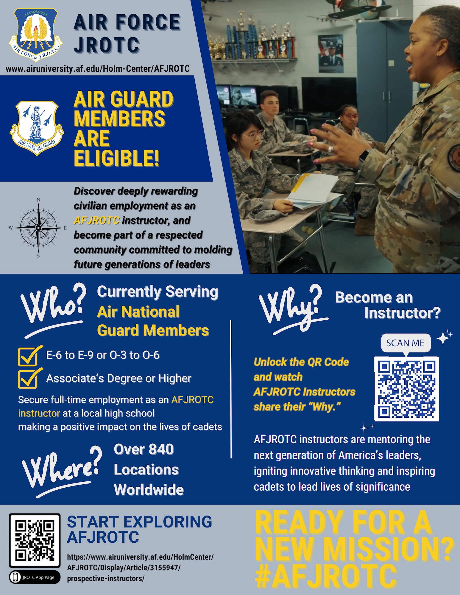 Drill-status Air National Guard members are now eligible to apply as Air Force Junior ROTC instructors.