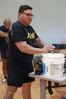 U.S. Army Cpt. David Espinoza, prepares to compete in the powerlifting event at the 2024 Army Trials, Fort Liberty, North Carolina