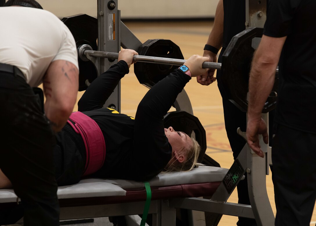 U.S. Army veteran Spc. Bryce Ewing competes in the powerlifting event at the 2024 Army Trials, Fort Liberty, North Carolina