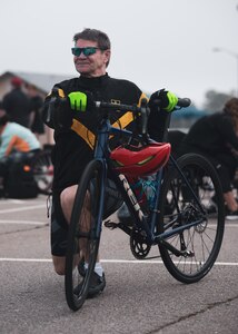 U.S. Army veteran Col. Lyle Ourada prepares for the cycling event at the 2024 Army Trials, Fort Liberty, North Carolina