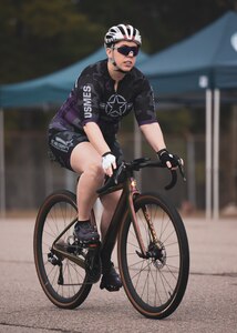 U.S. Army Sgt. 1st Class Jolene Davis maneuvers her upright cycle during the cycling event at the 2024 Army Trials, Fort Liberty, North Carolina