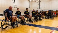 Team Army prepares to compete in the wheelchair basketball event at the 2024 Army Trials, Fort Liberty, North Carolina