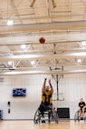 U.S. Army veteran Sgt. Brian Conwell shoots a free throw during the wheelchair basketball event at the 2024 Army Trials, Fort Liberty, North Carolina