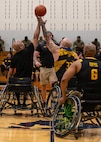 Team Army starts the wheelchair basketball event with a tip-off at the 2024 Army Trials, Fort Liberty, North Carolina