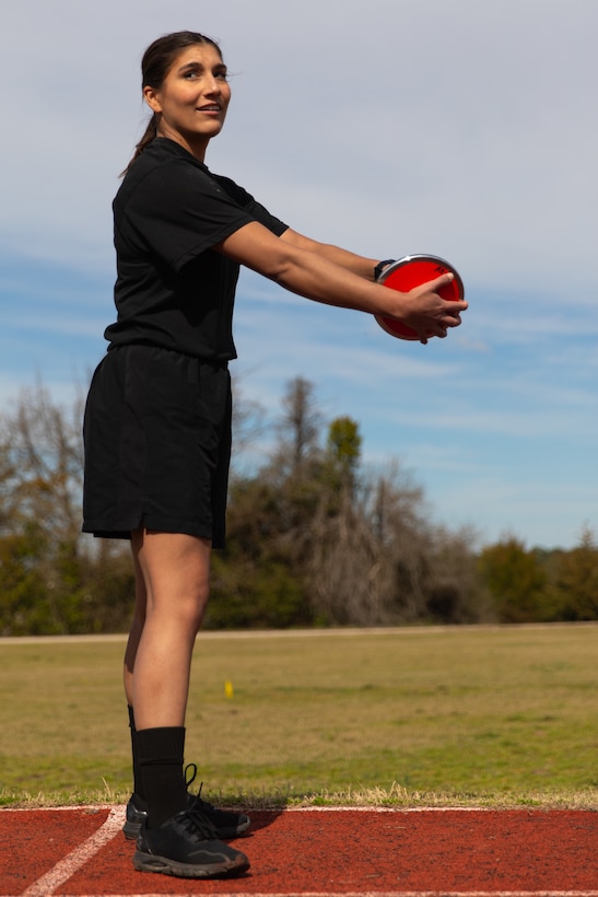 U.S. Army Cpt. Anna Walker competes in discus during the field event at the 2024 Army Trials, Fort Liberty, North Carolina