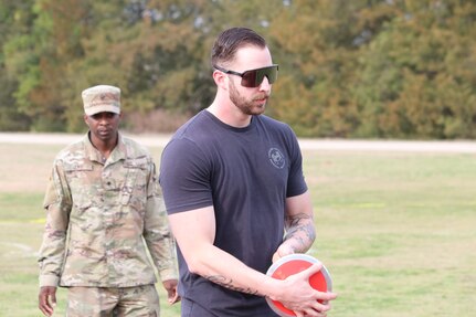 U.S. Army veteran Cpl. Patrick Dayton concentrates on his next discus throw during the field event at the Army Trials, Fort Liberty, North Carolina