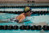 U.S. Army Cpt. Anna Walker competes in the swimming event at the 2024 Army Trials, Fort Liberty, North Carolina