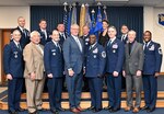 Sixteenth Air Force (Air Forces Cyber) leadership and their respective ‘honorary commanders’ pose for photo after the 16th Air Force Civic Leader Induction Ceremony on April 1, 2024, at the Bernard A. Larger Auditorium at Joint Base San Antonio-Lackland, Texas. The civic leader program connects community leaders from the local San Antonio area with 16th Air Force unit leadership who engage, educate, and empower civic leaders (honorary commanders) as unofficial spokespersons who provide ideas and feedback to commanders as to how Air Force missions can be best accomplished. (Air Force photo by Deirdre McNamara)