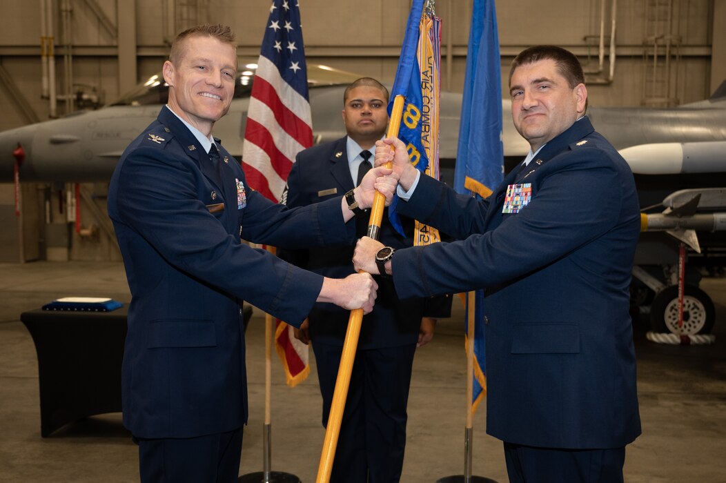 The guidon is exchanged during a change of command ceremony.