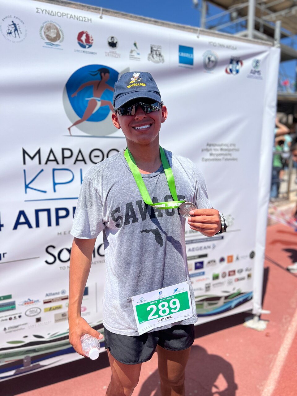 Builder Constructionman David Hutchinson, to assigned to Naval Facilities Engineering Systems Command, Europe, Africa, Central, completes the Crete Marathon.