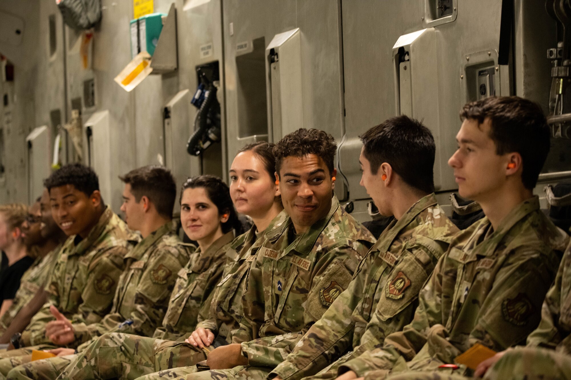 Cadets sit in aircraft