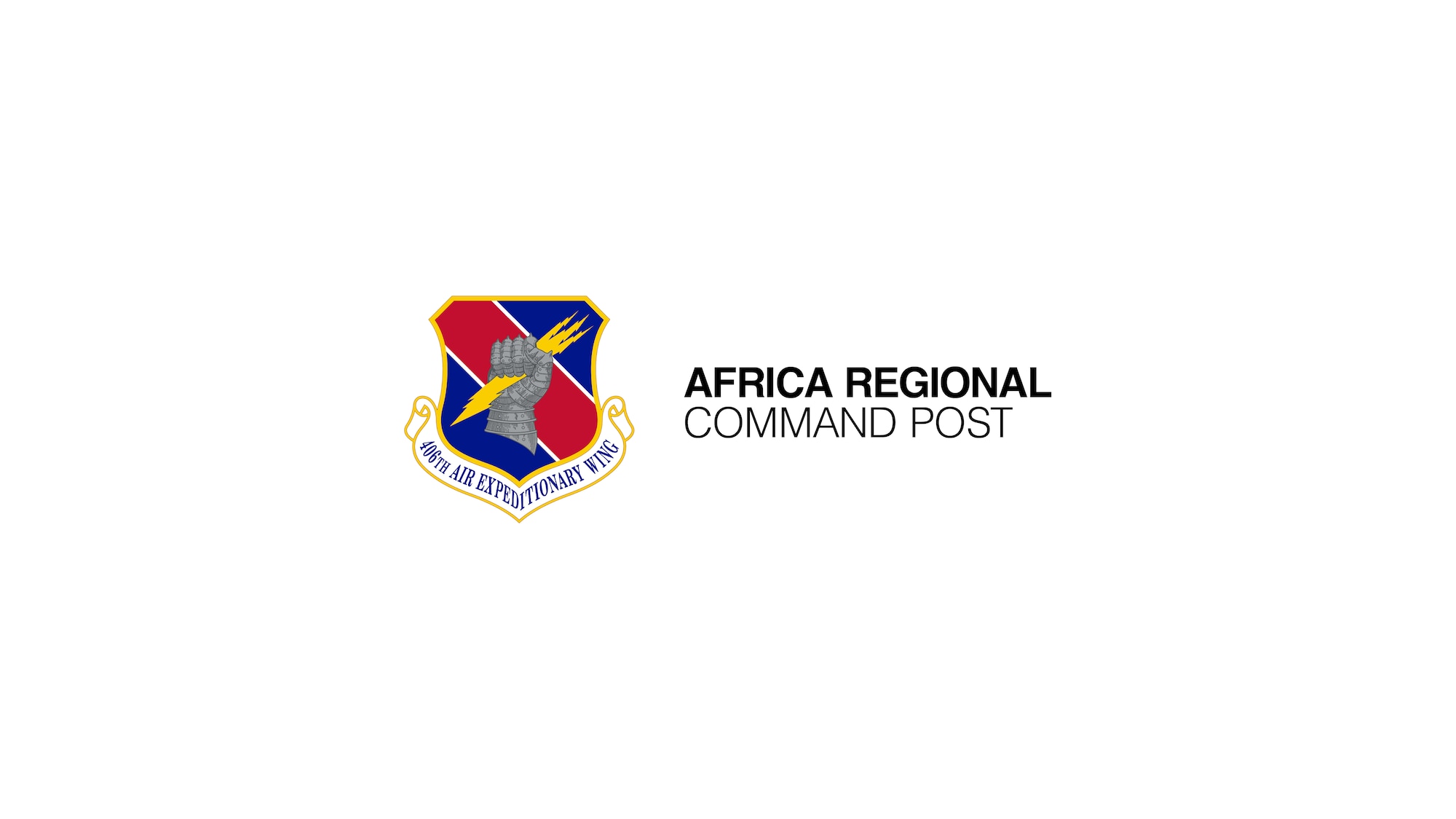 Graphic of the 406th Air Expeditionary Wing shield and text that reads "Africa Regional Command Post"