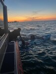 A Coast Guard Station Cortez boat crew rescued two people after their kayak flipped within the vicinity of the Sunshine Skyway Bridge, April 20, 2024. Station Cortez watchstanders were notified around 8 p.m., through a 911-connected mobile app, that Manatee and Pinellas County Sheriff’s Office boat crews were responding to kayakers in distress. (U.S. Coast Guard photo)
