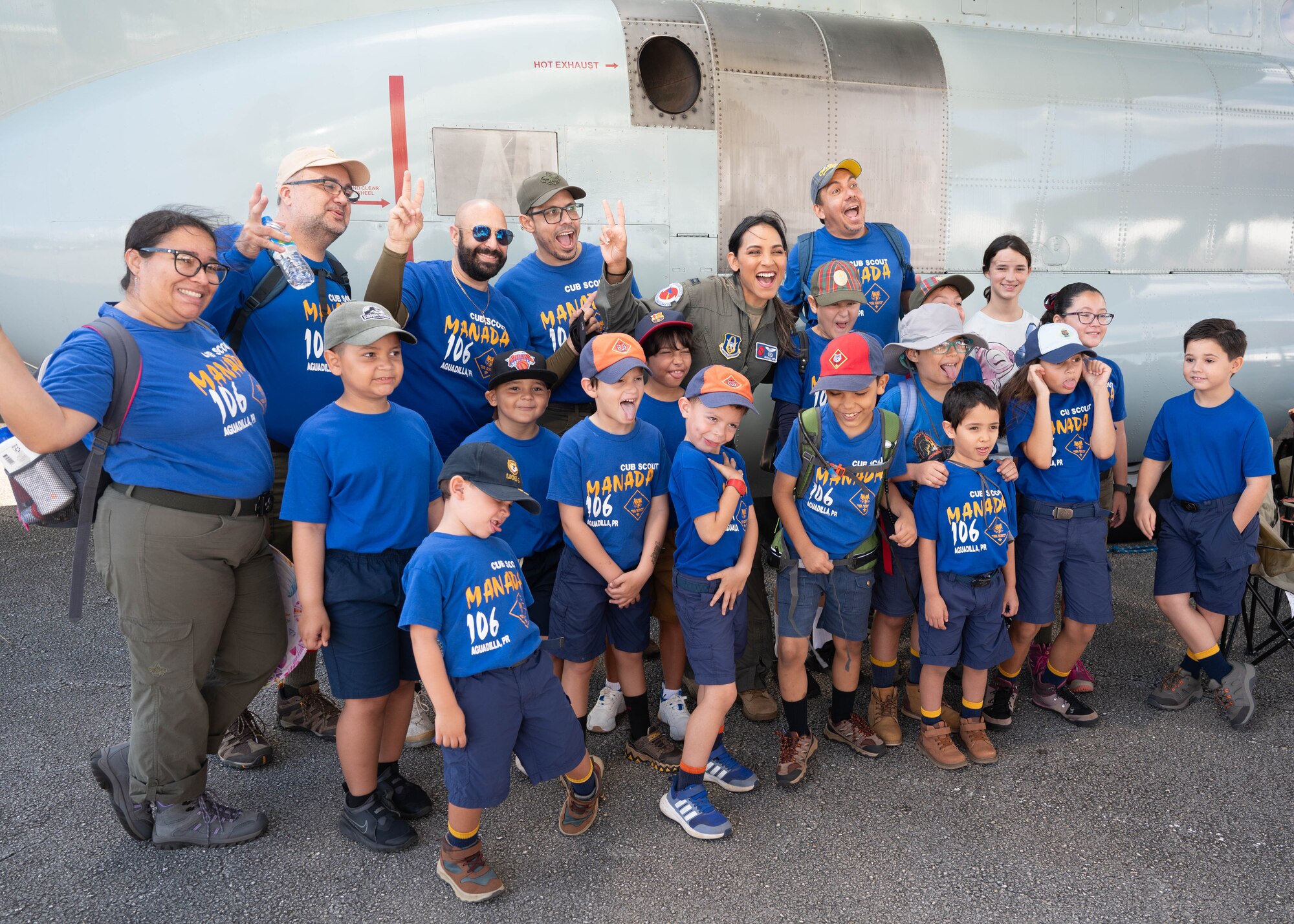Group of Puerto Ricans posing for photo with Reserve Citizen Airman