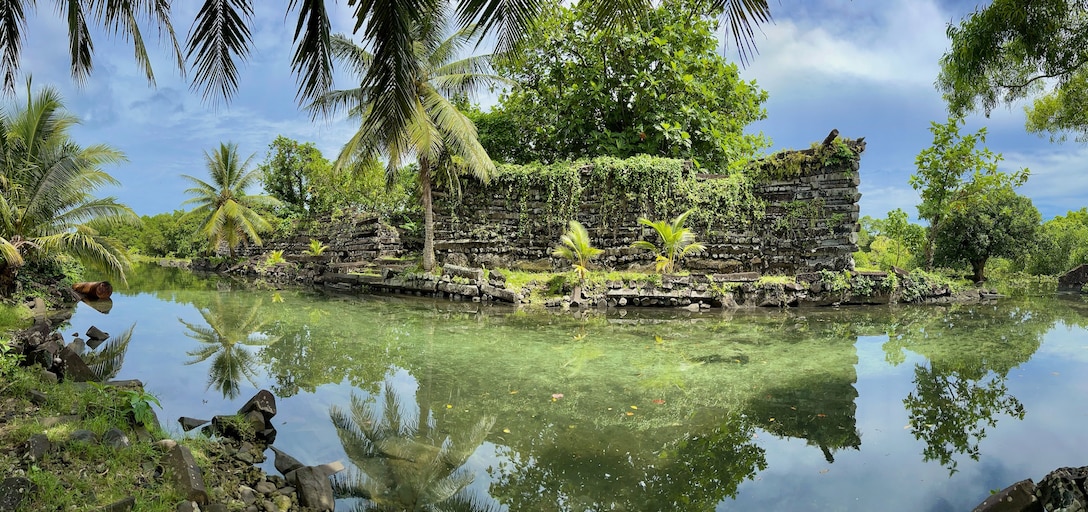 The USCGC Frederick Hatch (WPC 1143) crew visit the UNESCO World Heritage site of Nan Modal in Pohnpei, Federated States of Micronesia, on Nov. 23, 2022. Nan Madol is a series of more than 100 islets off the southeast coast of Pohnpei that were constructed with walls of basalt and coral boulders. These islets harbor the remains of stone palaces, temples, tombs, and residential domains built between 1200 and 1500 CE. These ruins represent the ceremonial center of the Saudeleur dynasty, a vibrant period in Pacific Island culture. The Frederick Hatch is on an expeditionary patrol in Oceania in support of Operation Rematau and Operation Blue Pacific to promote security, safety, sovereignty, and economic prosperity in Oceania. (U.S. Coast Guard photo by Chief Warrant Officer Sara Muir)