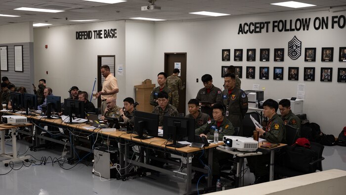 U.S.-ROK follow-on forces operate out of an alternate air operations center for the Korea Flight Training 2024 exercise at Kunsan Air Base, ROK