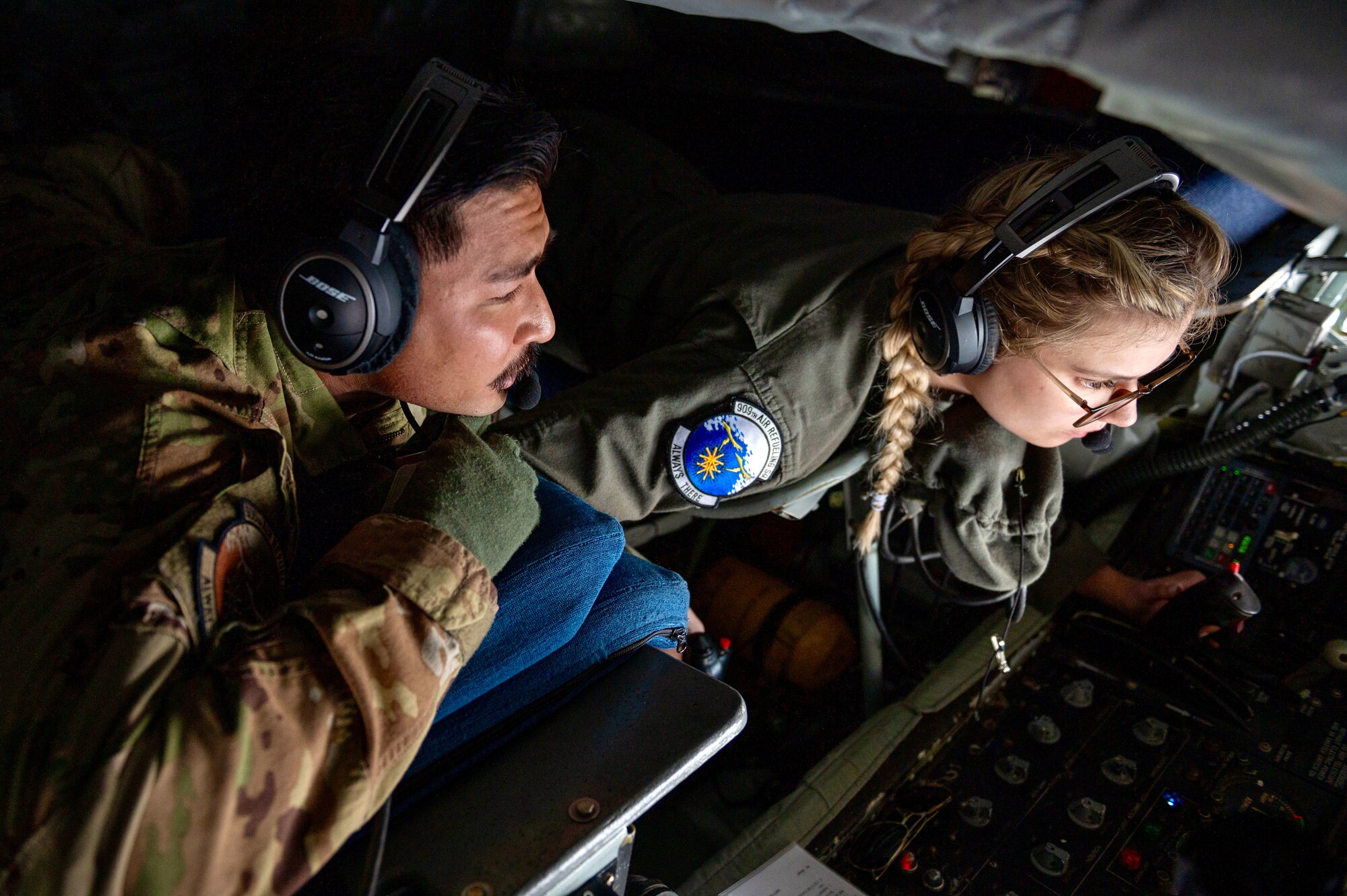 Boom operators inside of the boom pod