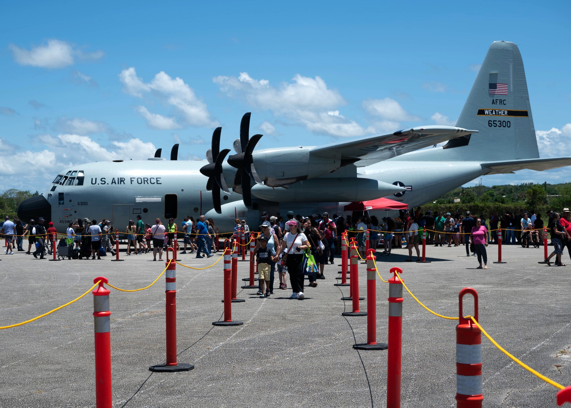 WC-130J aircraft on flightline in Puerto Rico