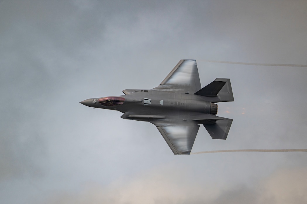 An F-35A Lightning II assigned to the F-35A Lightning II Demonstration Team performs
