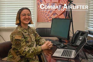 Senior Airman Saleen Mitchell, 19th Security Forces Squadron visitor center clerk, is selected as Combat Airlifter of the Week April 22, 2024.