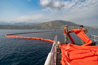 Naval Support Activity Souda Bay oil spill prevention and response training exercise.