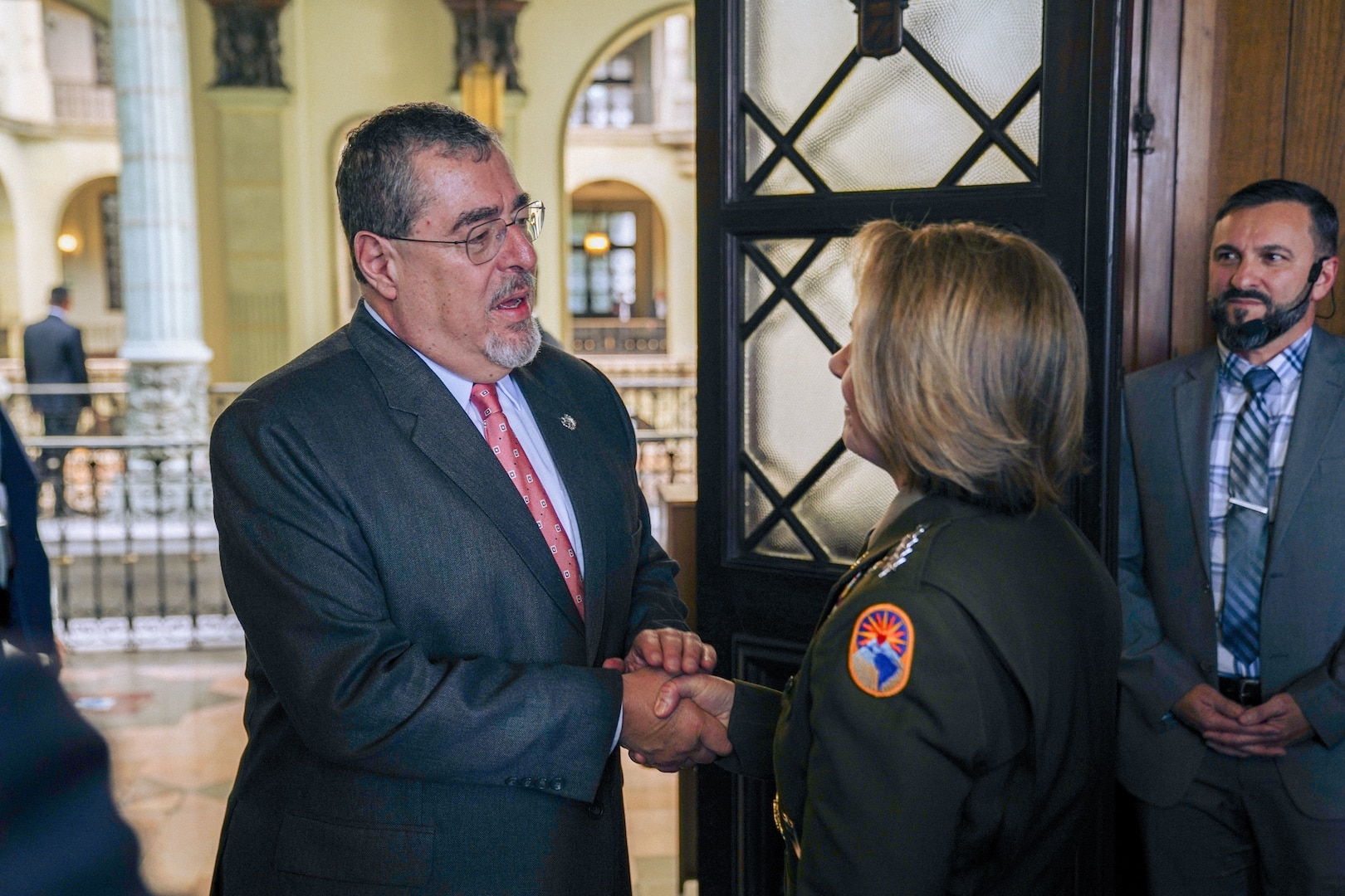 U.S. Army General Laura Richardson, right, the commander of U.S. Southern Command, meets with Guatemalan President Bernardo Arévalo.