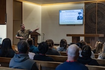 U.S. Marine Corps Col. Chris McGuire, the commanding officer for Weapons and Field Training Battalion, Recruit Training Regiment, welcomes educators from Recruiting Stations Portland, Riverside, San Francisco, and Seattle to Edson Range as part of the 2024 Educator’s Workshop at Marine Corps Base Camp Pendleton, California, April 18, 2024. Participants of the workshop visit MCRD San Diego to observe recruit training and gain a better understanding about the transformation from recruits to United States Marines. Educators also received classes and briefs on the benefits that are provided to service members serving in the United States armed forces. (U.S. Marine Corps photo by Sgt. Jesse K. Carter-Powell)