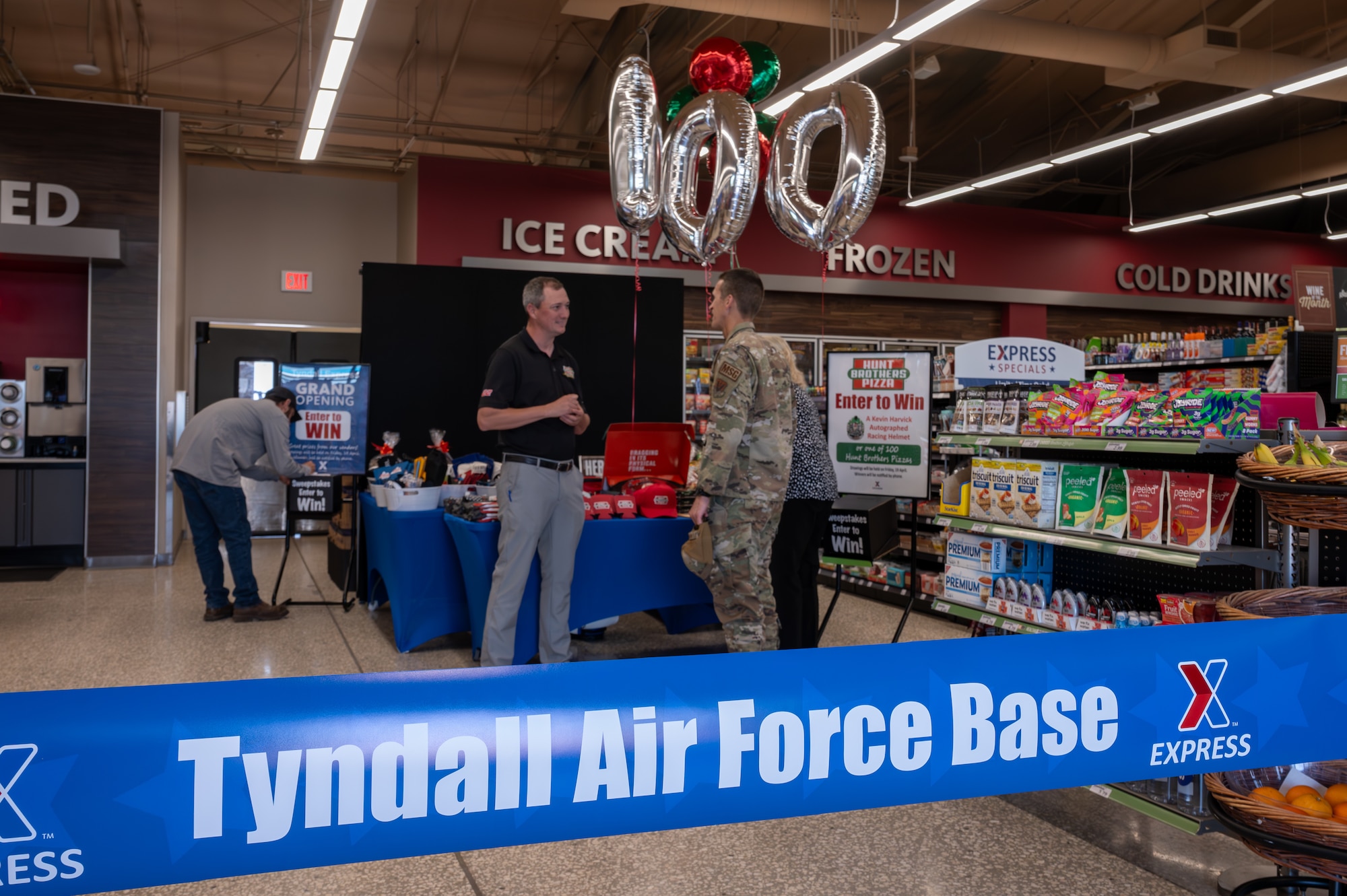 Service members and civilian employees visit the Express Tyndall Army and Air Force Exchange Service facility.