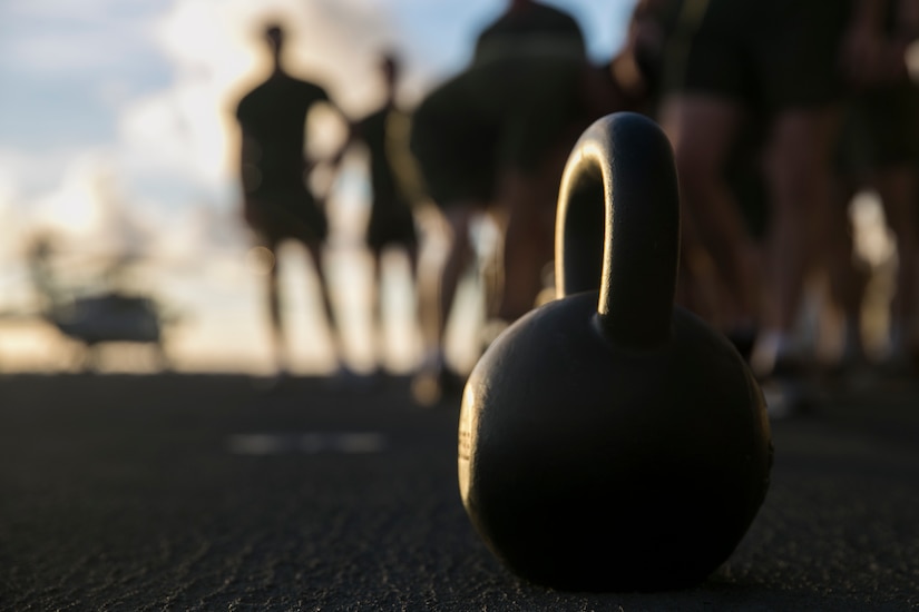 Marines with the 31st Marine Expeditionary Unit participate in a Force Fitness Program aboard the USS Wasp (LHD-1), off the coast of Okinawa, Japan, Sep. 6, 2018. The Force Fitness Program was started in 2016 by the 37th Commandant of the Marine Corps with the purpose of teaching Marines injury prevention during physical fitness and proper recovery techniques. The 31st MEU, the Marine Corps’ only continuously forward-deployed MEU, provides a flexible force ready to perform a wide-range of military operations. (U.S. Marine Corps photo by Lance Cpl. Hannah Hall)