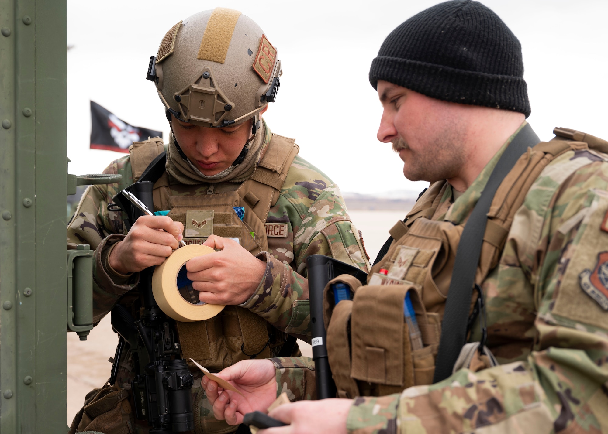 621st CRW airmen perform CBRN measures for an exercise.