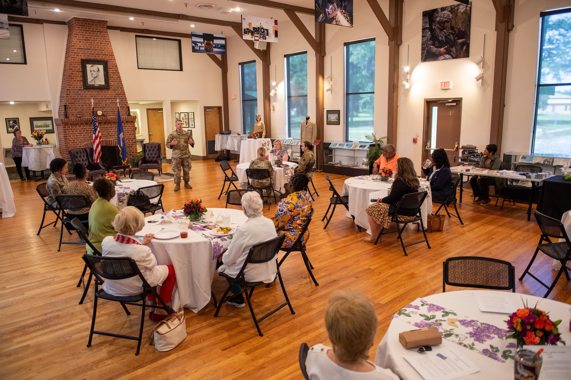 U.S Air Force Maj. John McCormick, 23rd Wing Force Support Squadron commander, addresses the room at the beginning of the Widows and Widowers connection group event at Moody Air Force Base, Georgia, April 17, 2024. The 23rd Wing’s FSS is responsible for overseeing and conducting morale wellness and recreation events across Moody AFB to ensure that our Airmen are able to take a break when needed. (U.S. Air Force photo by 2d Lt. Benjamin Williams)