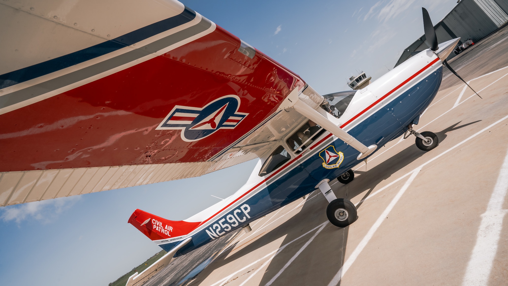 Civil Air Patrol Cessna aircraft prepares for takes off.