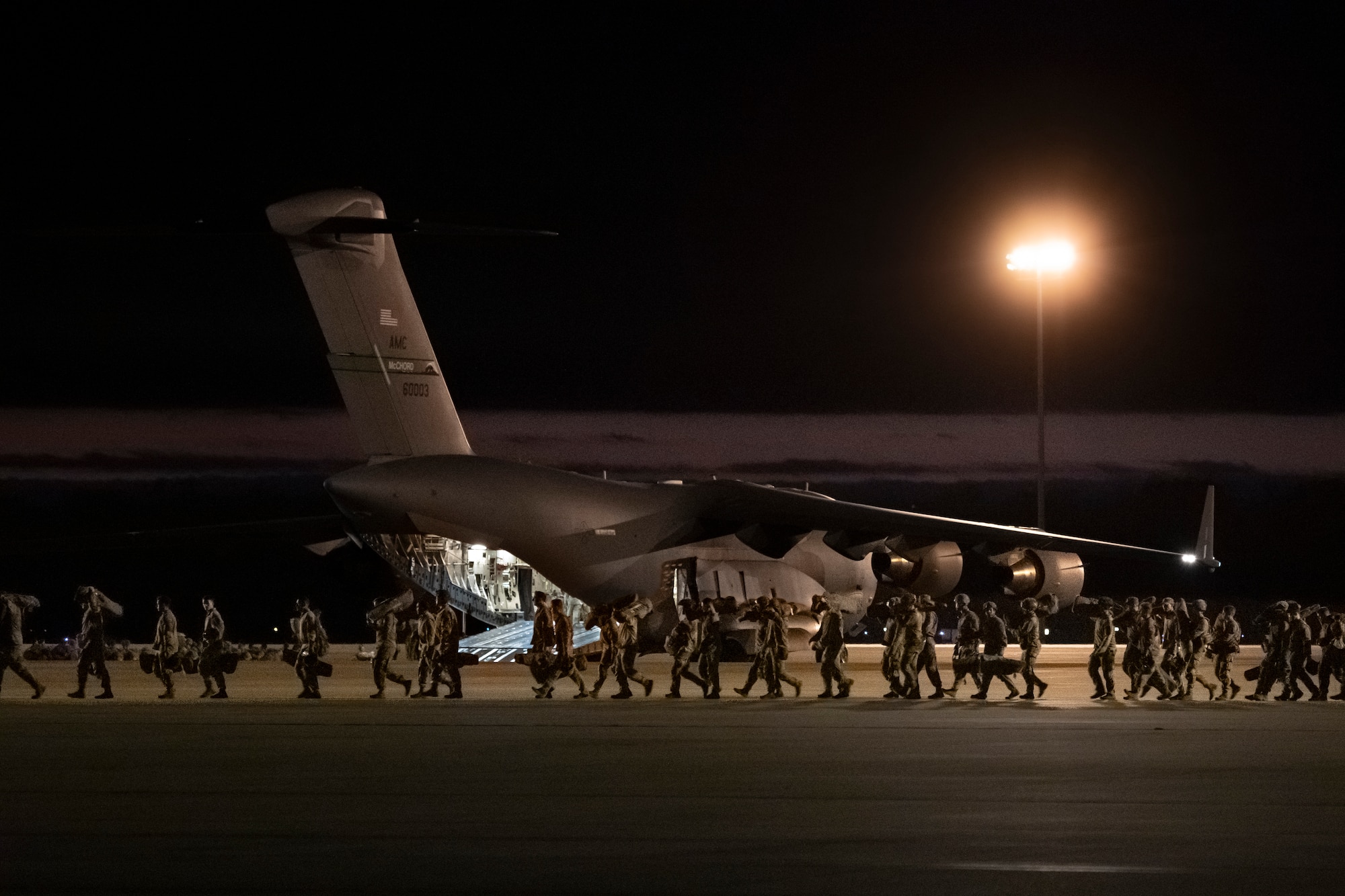 Members with the 721st Contingency Response Squadron land at Alexandria International Airport, Louisiana, during Exercise STORM FLAG, March 9, 2024.