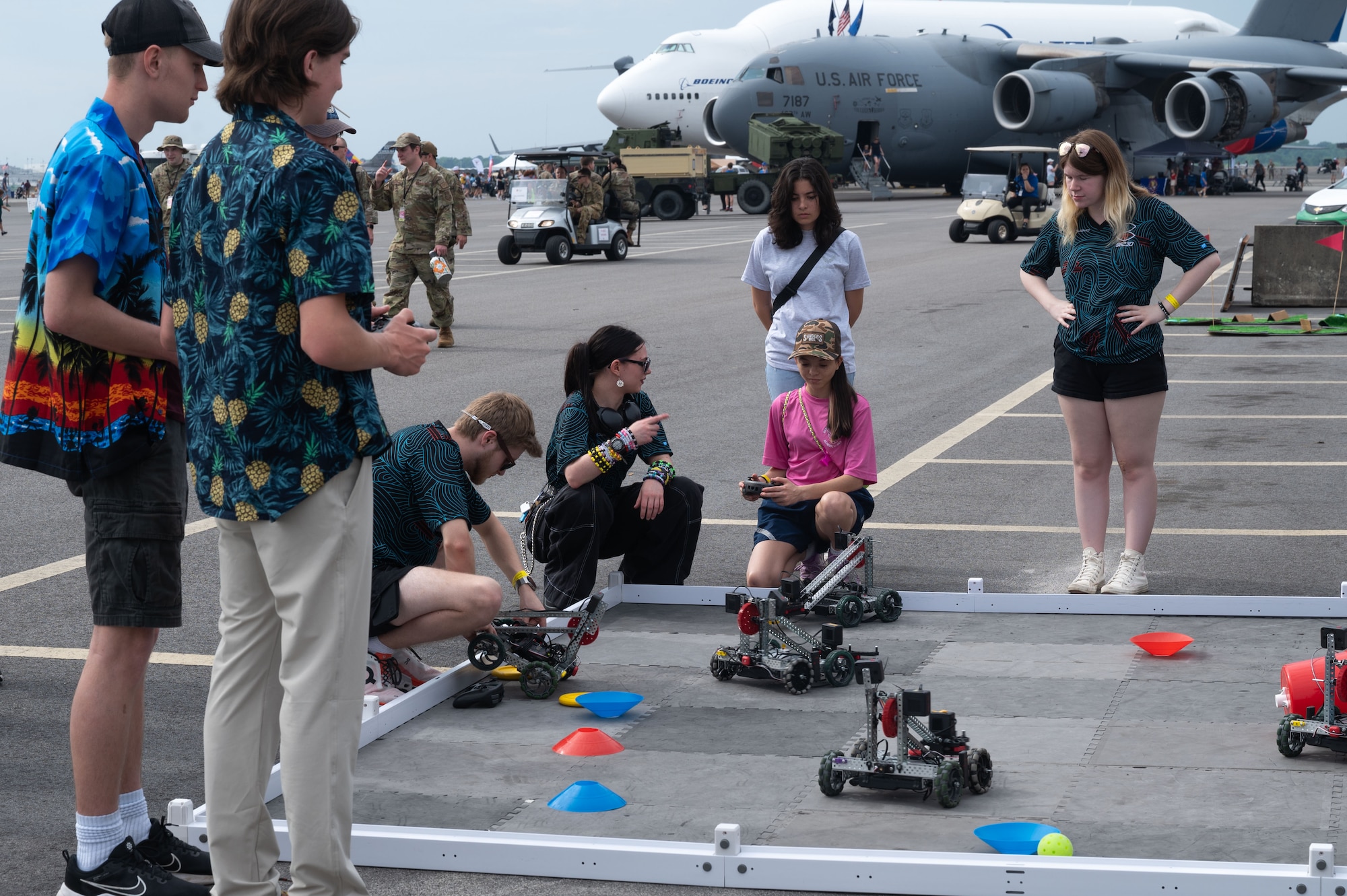 Kids explore the STEM exhibit.
